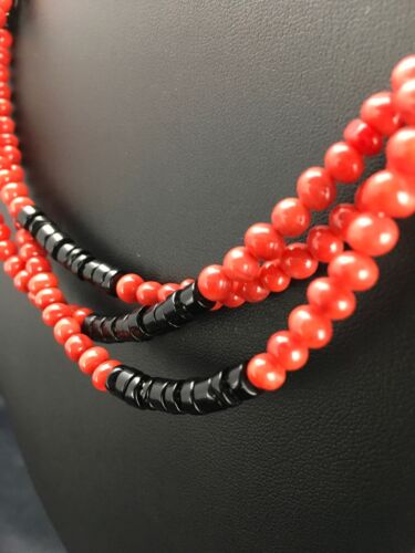 Navajo Red Coral 3 Strand Necklace | Sterling Silver | 19" | Authentic Native American Handmade | 2799