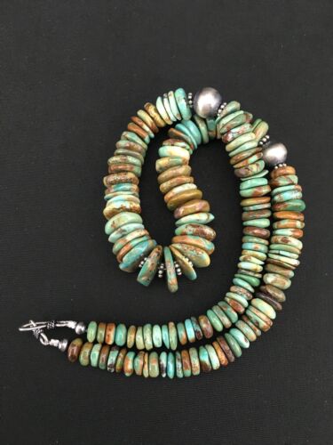 Navajo Graduated Turquoise Necklace | Sterling Silver | Authentic Native American | 21" | 1242