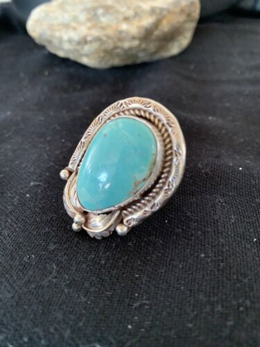 Native American Men's Navajo Blue Royston Turquoise Ring | Sterling Silver | Sz 9 | 674
