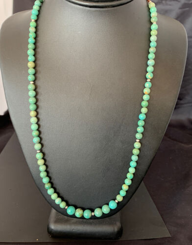 Navajo Royston Green Turquoise Shell Heishi Necklace | Sterling Silver | 23" | Authentic Native American Handmade | 10918