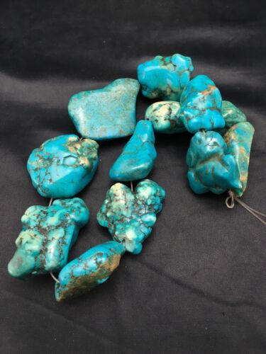 Native American Blue Turquoise Nugget Bead Strand | Free Form | 3152 - Masha USA