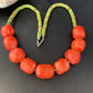 Navajo Green Gaspeite | Coral Pendant Necklace | Sterling Silver | Authentic Native American Handmade | 20" | 13955