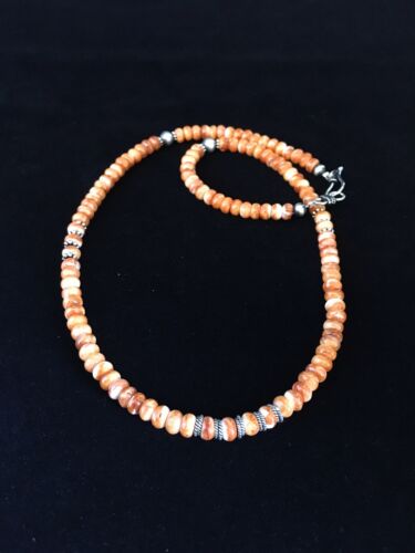 Navajo Graduated Spiny Oyster Necklace | Sterling Silver | 18" | Authentic Native American Handmade | 1775