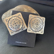 Navajo Sterling Silver Stamped Earrings | Authentic Native American Handmade | 1667