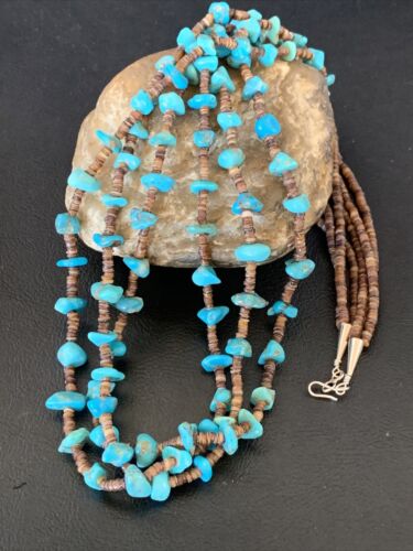 Santo Domingo Spiny Blue Kingman Turquoise Shell Necklace | 3-Strand | 29" | 13061
