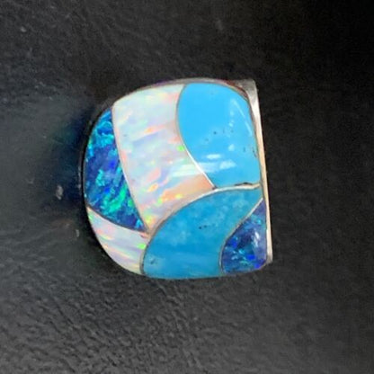 Navajo Blue Turquoise Opal Inlay Pinky Ring | Sz 6 | Authentic Native American Handmade | 12856