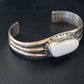 Navajo White Buffalo Turquoise Cuff Bracelet | Sterling Silver | Authentic Native American Handmade | 1423