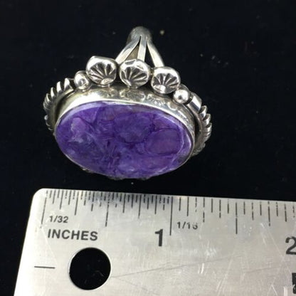 Native American Navajo Purple Charoite Ring | Sterling Silver | Sz 9 | 10109