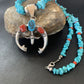 Navajo Sterling Silver Turquoise Coral Pendant Necklace | Authentic Native American Handmade | 11697