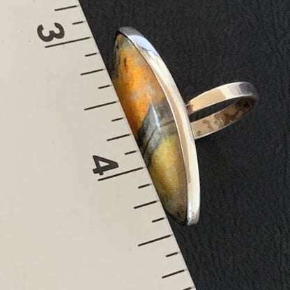 Navajo Bumble Bee Jasper Ring | Sterling Silver | Sz 8 Adjustable | Authentic Native American Handmade | 11537