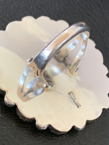 Navajo Green Turquoise Cluster Ring | Authentic Native American Sterling Silver | Multi-Stone | Sz 8 | 12193