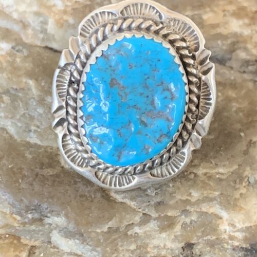Navajo Blue Kingman Turquoise Ring | Sterling Silver | Sz 9 | 12953