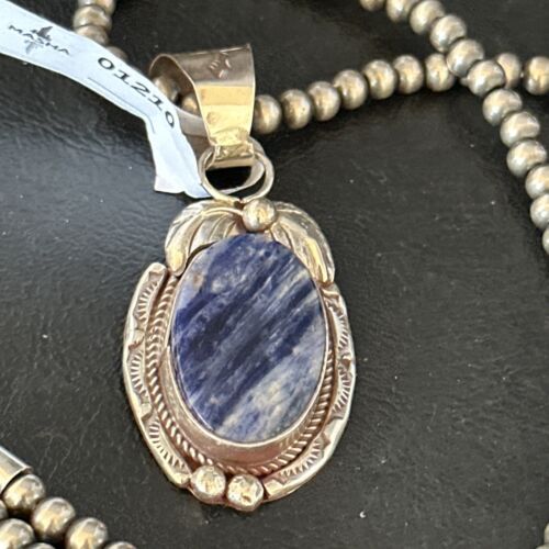 Navajo Denim Lapis Pendant Necklace | Sterling Silver Beads | Authentic Native American Handmade | 1210 - Masha USA