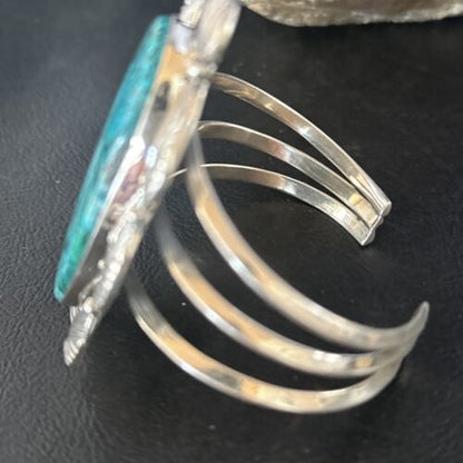 Southwestern Sterling Silver Blue Turquoise Cuff Bracelet | Authentic Native American Handmade | 14324