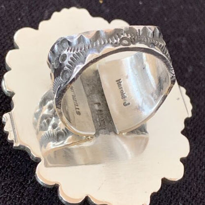Navajo Green Royston Turquoise Ring | Sterling Silver | Sz 8 | Authentic Native American Handmade | 1476