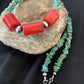 Native American Navajo Men's Necklace | Sterling Silver Turquoise Coral | 21" | 881