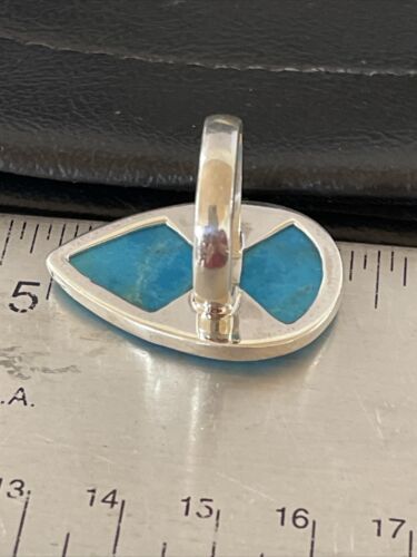 Navajo Blue Kingman Turquoise Ring | Sterling Silver | Sz 8 | Teardrop | Authentic Native American Handmade | 10509