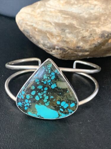 Handmade Sterling Silver Blue Spiderweb Turquoise Cuff Bracelet | Women's | 14069