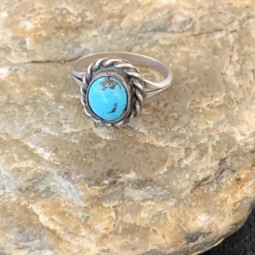Southwestern Old Pawn Navajo Blue Turquoise Ring | Sterling Silver | Sz 5.5 | 10775