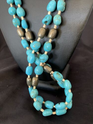 Native American Santo Domingo Shell Nugget Turquoise Necklace | 26" | Authentic Handmade | 12000