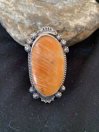 Southwestern Women's Navajo Spiny Oyster Ring | Sterling Silver | Sz 11.5 | Authentic Native American Handmade | 01001