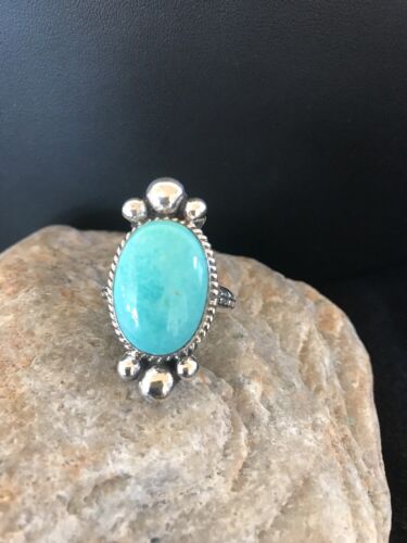 Dry Creek Turquoise Ring | Sterling Silver | Native American Handmade | Sz 11.5 | 3449