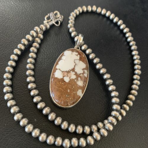 Navajo Wild Horse Turquoise Necklace Pendant | Sterling Silver | Authentic Native American Handmade | 12732