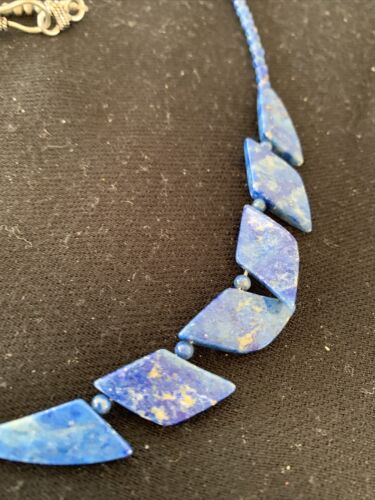 Navajo Blue Lapis Lazuli Minimalist Necklace | Sterling Silver | 18" | Authentic Native American Handmade | 01372