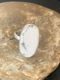 Navajo White Howlite Ring | Sterling Silver | Sz 10.5 | Authentic Native American Handmade | 11613