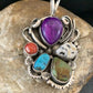 Navajo Sugilite, White Buffalo Turquoise, Spiny Oyster Multi-Stone Pendant | Authentic Native American Sterling Silver | Multi-Stone | 1224