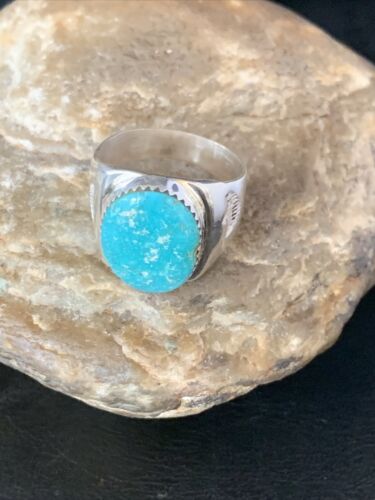 Navajo Blue Kingman Turquoise Ring | Sterling Silver | Sz 11 | Authentic Native American Handmade | 14143