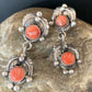 Native American Handmade Navajo Red Spiny Oyster Dangle Earrings | Sterling Silver | 2064