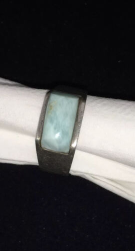 Native American Men's Larimar Inlay Ring | Navajo Sterling Silver | Sz 12 | 1738 - Masha USA