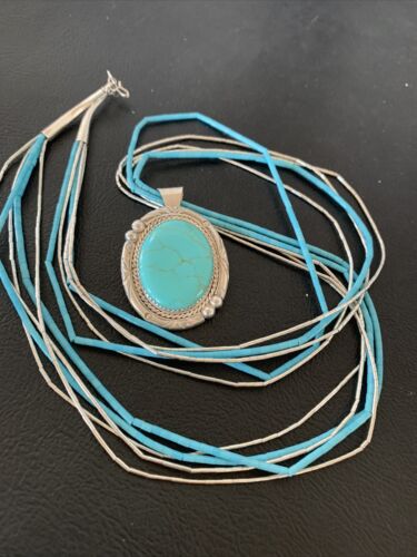 Navajo Green Turquoise Liquid Heishi Necklace | Sterling Silver | 5 Strand | Authentic Native American | 02050