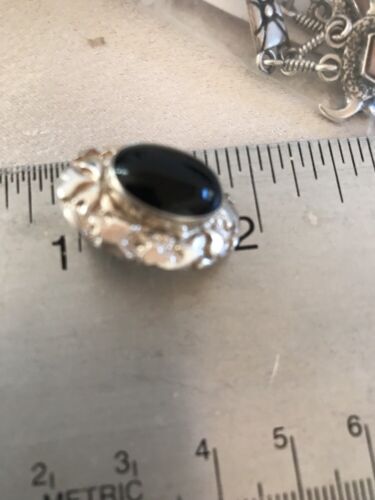 Native American Onyx Nugget Design Earrings | Sterling Silver | Southwestern Handmade | 1" | 3745