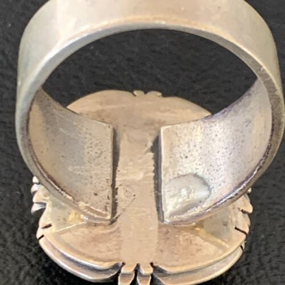 Navajo White Buffalo Turquoise Ring | Sterling Silver | Sz 12.5 | Authentic Native American Handmade | 11940