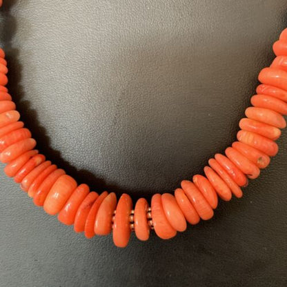 Native American Navajo Pink Coral Bead Necklace | Sterling Silver | 18" | 13228 - Masha USA