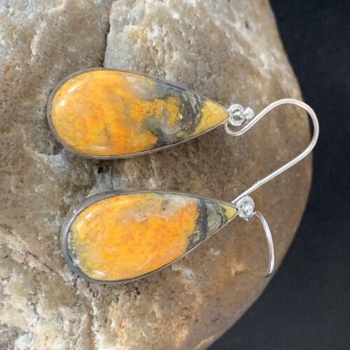 Native American Women's Navajo Bumblebee Jasper Earrings | Sterling Silver | Handmade | 12027