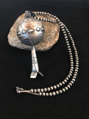 Southwestern Navajo Yazzie Sterling Silver Large Naja Necklace Pendant | 4" | Authentic Native American Handmade | 8394