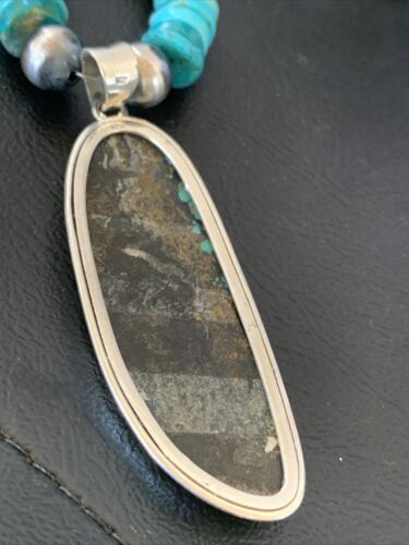 Navajo Pearls Spiderweb Beads Turquoise Necklace Pendant | Sterling Silver | Authentic Native American | Graduated | 22" | 10222