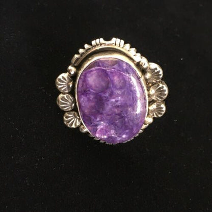 Native American Navajo Purple Charoite Ring | Sterling Silver | Sz 9 | 10109
