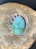 Navajo Green Sonoran Turquoise Ring | Sterling Silver | Sz 10.5 | Authentic Native American Handmade | 10423