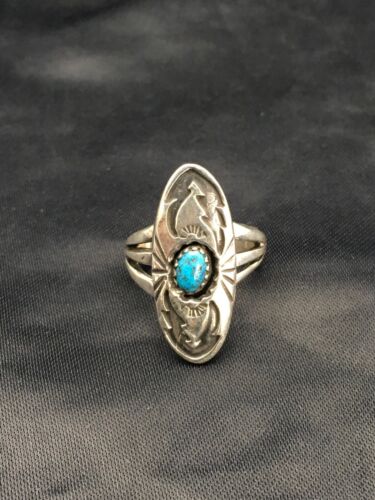Navajo Sterling Kingman Turquoise Ring | Sz 5.75 | Old Pawn Shadow Box | 2625