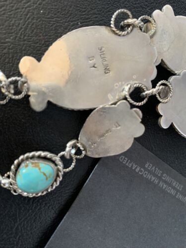 Navajo Sterling Silver Lariat Necklace 30" | Blue #8 Turquoise Earrings | Native American Handmade | 13770