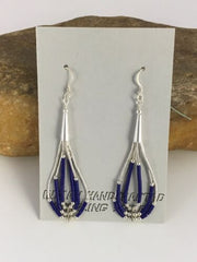 Navajo Lapis Lazuli Heishi Tube Dangle Earrings | Sterling Silver | 2" | 8876