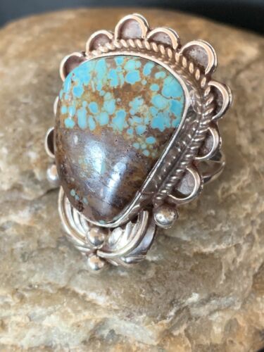 Native American Navajo Blue Turquoise #8 Ring | Sterling Silver | Sz 9.5 | 547
