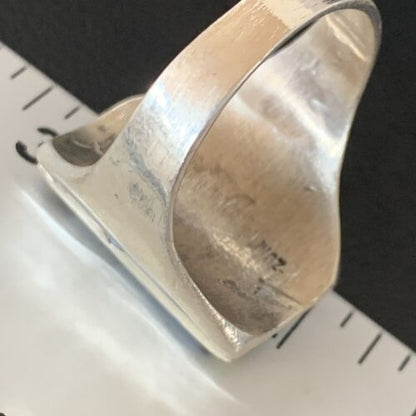Navajo Men's Spiny Blue Turquoise Inlay Ring | Sterling Silver | Sz 15 | Authentic Native American Handmade | 12423