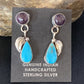 Navajo Sterling Silver Dangle Leaf Earrings | Purple Sugilite & Blue Turquoise | Handmade 13453