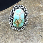 Southwestern Sterling Silver Blue Royston Turquoise Ring | Sz 8 | 10196