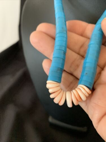 Southwestern Santo Domingo Spiny Oyster & Blue Turquoise Graduated Necklace | Authentic Native American | 18" | 12525